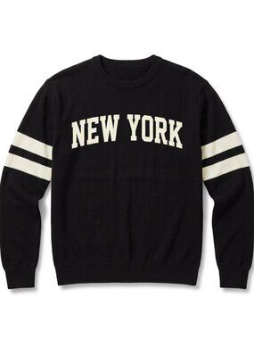 Men's New York Crewneck Sweatshirt Black Varsity Stripe Graphic Pullover S-3XL